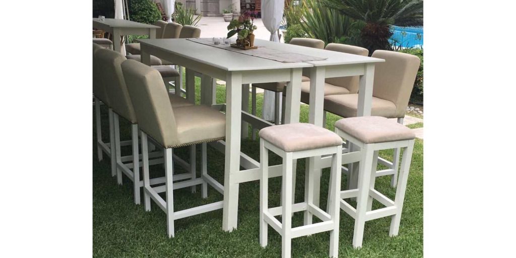 Renta de Mesas Blancas Tipo Bar Rectangulares