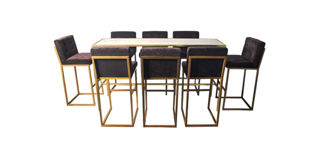 Renta Mesa Alta Rectangular Mármol Blanco/Negro