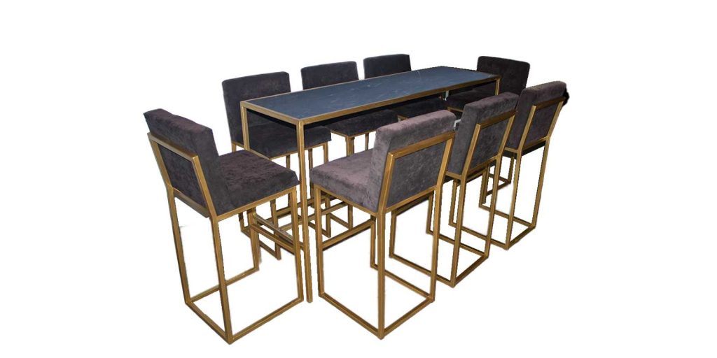 Renta Mesa Alta Rectangular Mármol Blanco/Negro