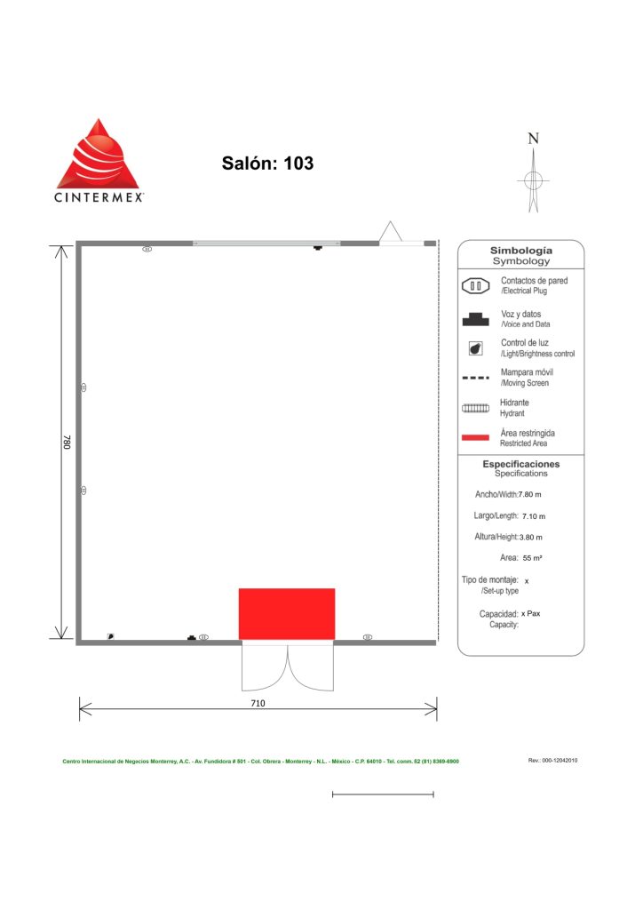 Renta de Salón 103 para conferencias en Cintermex